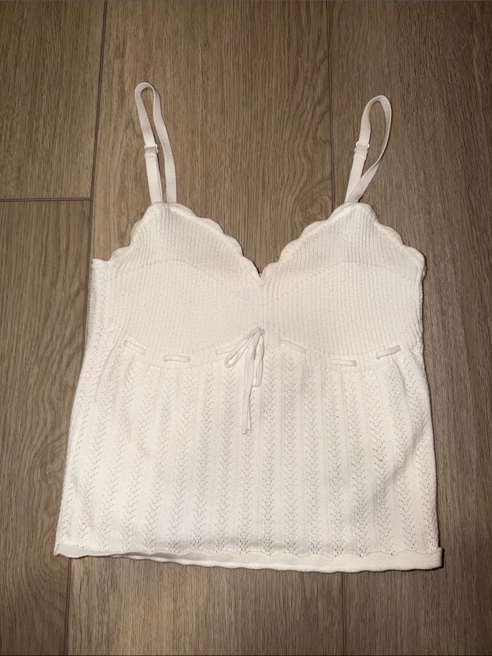 Wilfred White Knit Scallop Cami Top